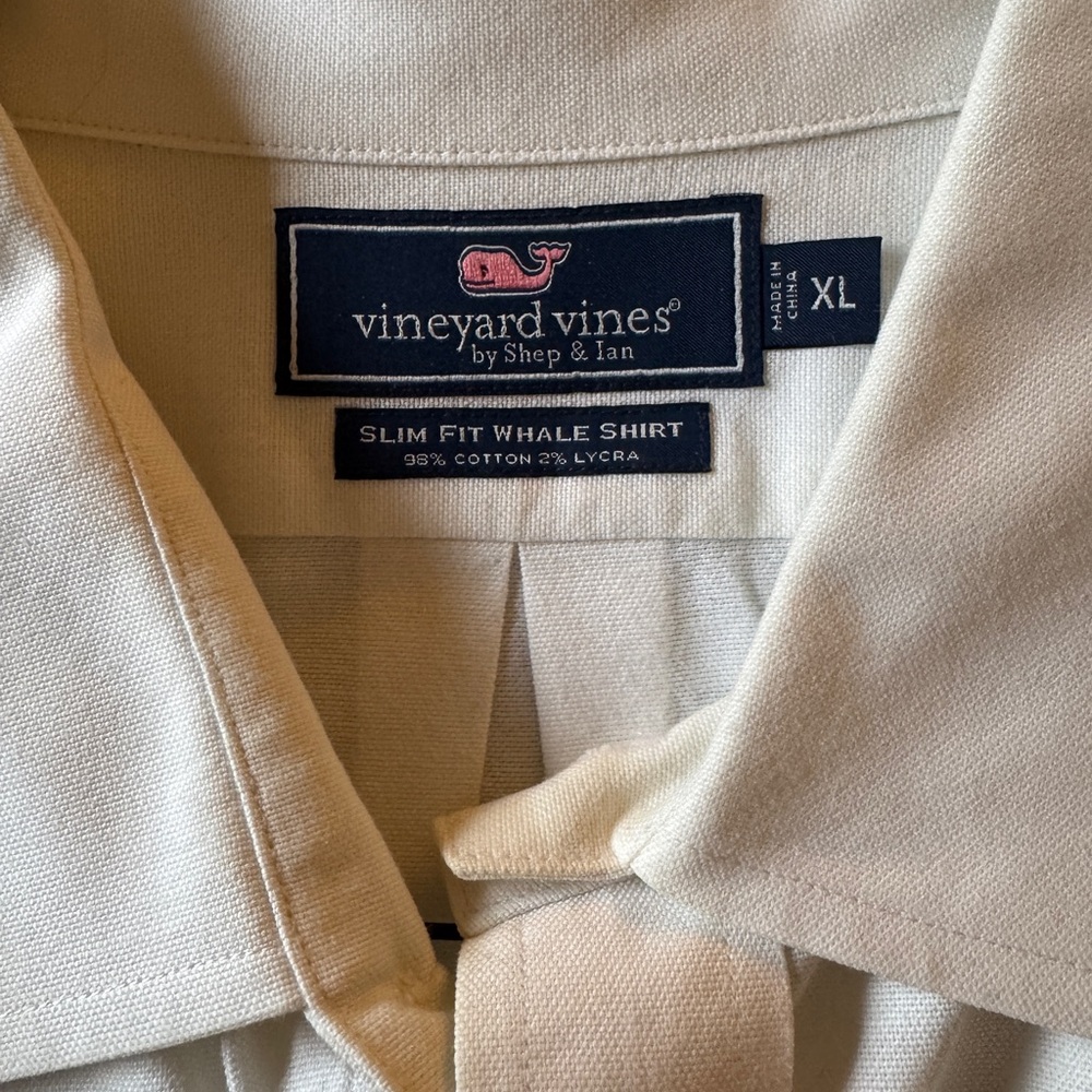 Vineyard Vines Cream Slim Fit Whale Shirt